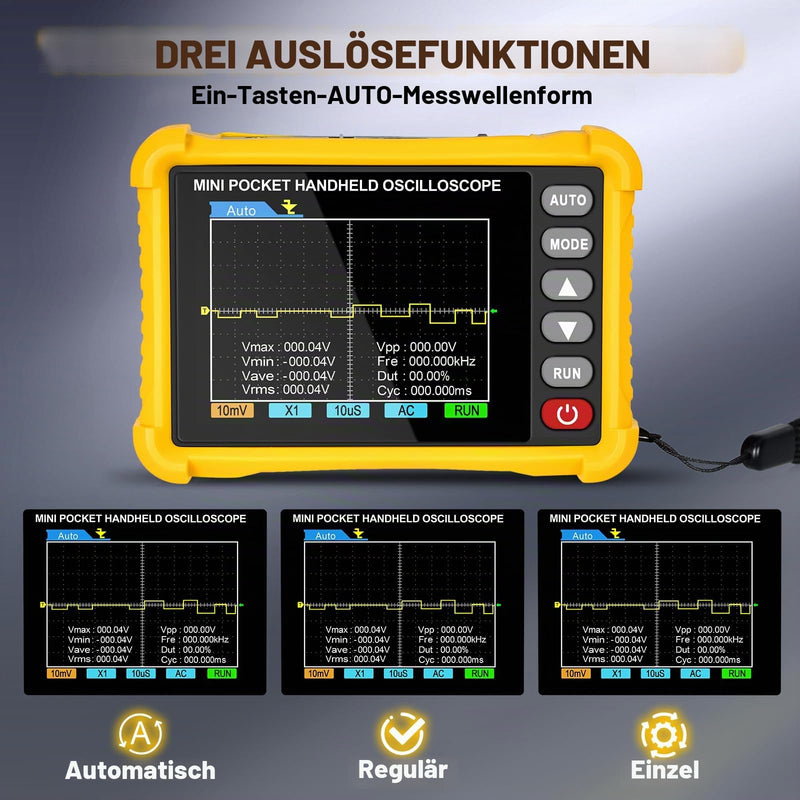 Oscilloscope AP-250K - 2.8 Inch TFT Handheld Digital Oscilloscope Portable Oscilloscope for the Automotive Industry, 2.5 MS/s High Sampling Rate, 250 kHz Bandwidth, Trigger Function Auto/Nomal/Single