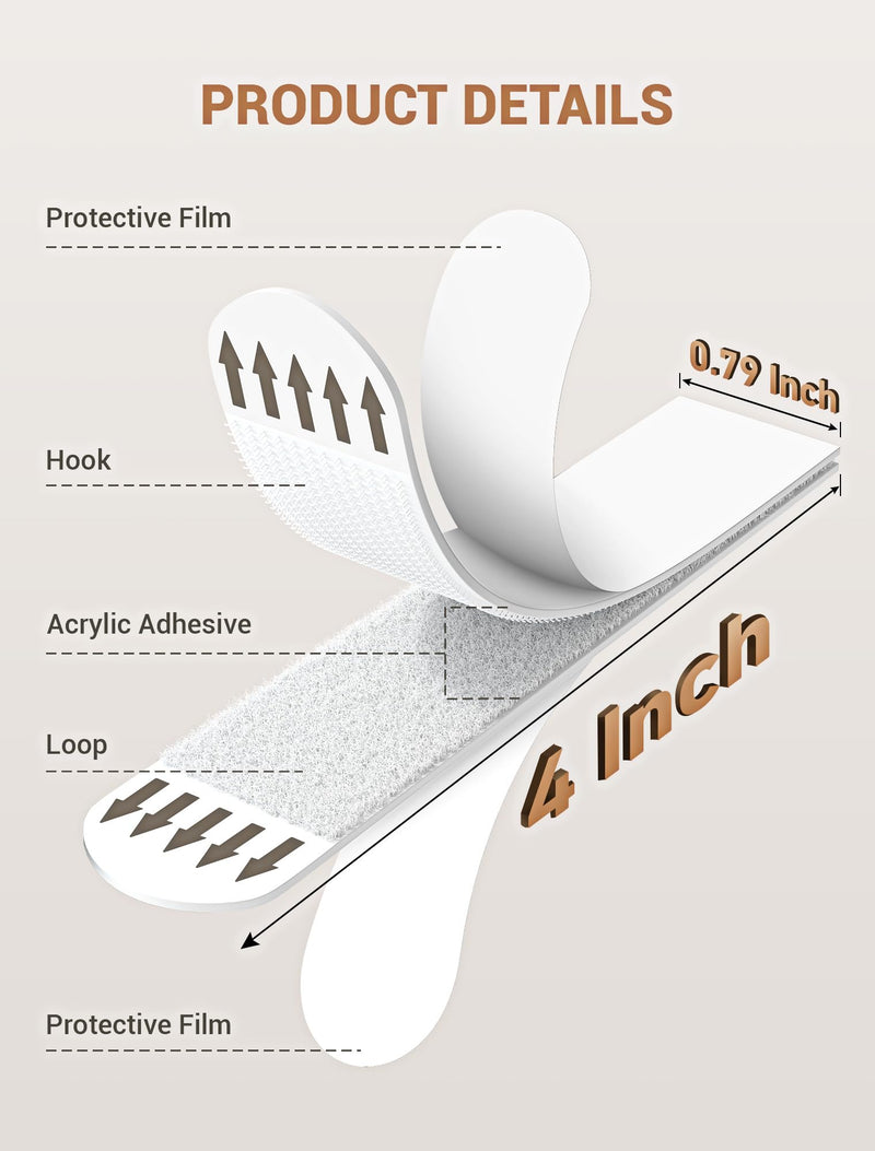 [Australia - AusPower] - Heavy Duty Large Picture Hanging Strips, 20-Pairs (40 Packs) Adhesive Picture Hangers, No Damage Wall Hanger Without Nail, Poster Hanger Strips, Picture Hanging Hooks for Wall Decoration 40 Packs 