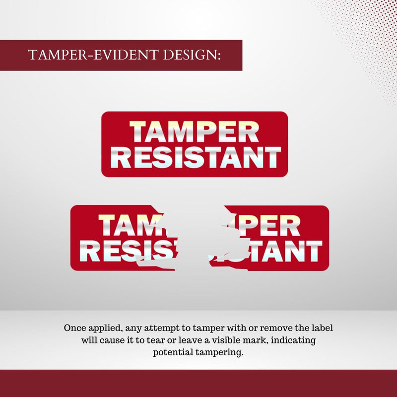 Tamper-Resistant Holographic Labels, 0.5" X 1.5" Adhesive Stickers in Holographic Paper 1 Color (Red) Printed, Security Seal Tamper Evident 500 Stickers Per Roll 1/2" X 1 1/2"