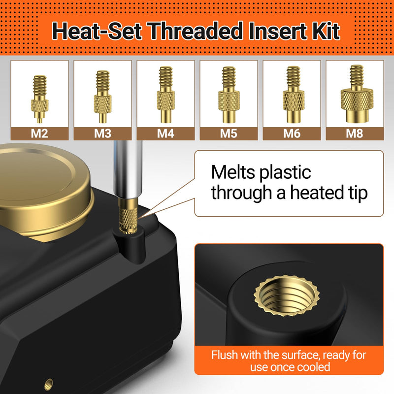 [Australia - AusPower] - Preciva Threaded Inserts Soldering Tips Set, 6-Piece Soldering Tips for Thread Insert + 350 Pieces Thread Inserts M2/M3/M4/M5/M6/M8 