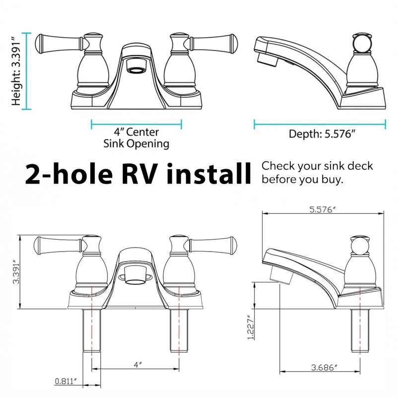 Dura Faucet DF-PL700L-VB RV Two Handle Bathroom Faucet (Venetian Bronze) | RV two handle bathroom sink faucet for campers, trailers, and motorhomes. Classic Hot/Cold Levers Venetian Bronze