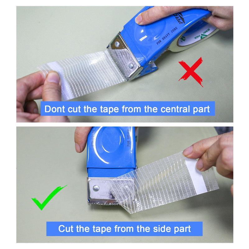 BOMEI PACK 3Rolls Filament Strapping Tape 2Inch with Dispenser, Heavy Duty Fiberglass Reinforced Packing Tape for Shipping, Cross Bi Directional Filanent Tape 2inch x 30Yds x 5.9Mil, Total 90Yds 3