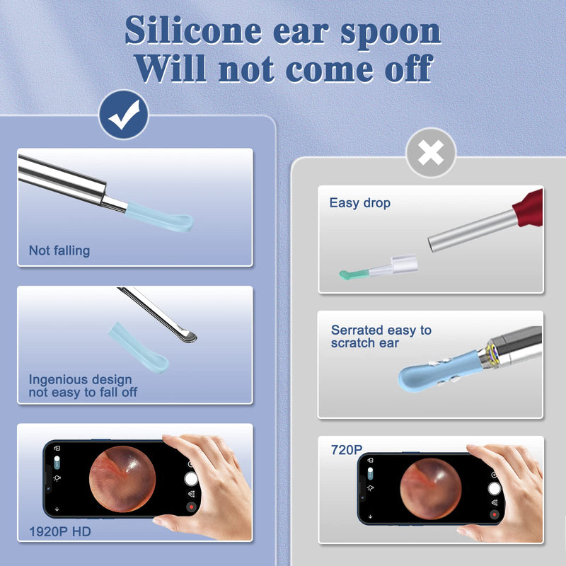 Ear Wax Remover, 1920P Ear Cleaner, 8 Attachments Otoscope | 1920P HD Sensor, 3 Axis Gyroscope, 6 LED Lights, IP67 Waterproof Lens, Compatible with Android smartphones, iPhones and iPads.