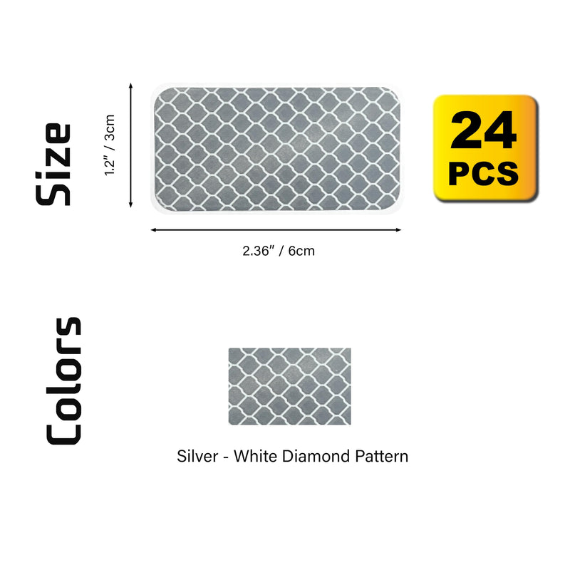 Reflomax Reflective Tape Stickers 24 Pack Flexible & Won't Peel on Curves | High Intensity Prismatic Grade | Night Safety for Strollers, Canes, Helmets, Backpacks & Bikes | Waterproof | White