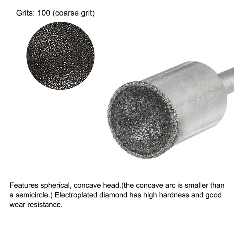 [Australia - AusPower] - uxcell Diamond Grinding Mounted Point, 18mm 100 Coarse Grits Spherical Concave Head Bead Fine Grinding Bit for Jade Amber Stone Beeswax Glass 