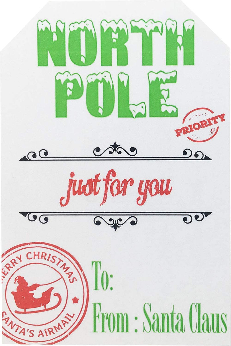 from Santa Gift Tags â€“ White Semi-Gloss Holiday Stickers, 2 x 3 Inch Labels, Roll of 100 with 4 Festive Designs â€“ Christmas Wrapping Tags, Made in The USA