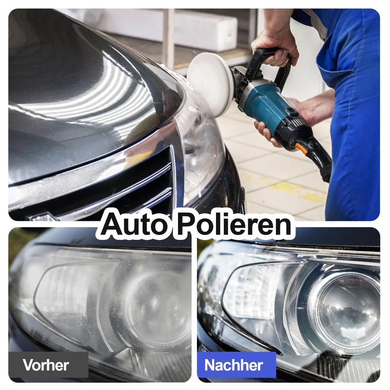 Yufqopc Polishing Pads 150 mm – Pack of 5 Lambswool Polishing Pads Velcro, White | Wolle Polierscheiben Polierhauben Polieraufsatz Exzenterschleifer für Auto, Autoscheinwerfer, Korkböden,Marmor, Edelstahl 150mm