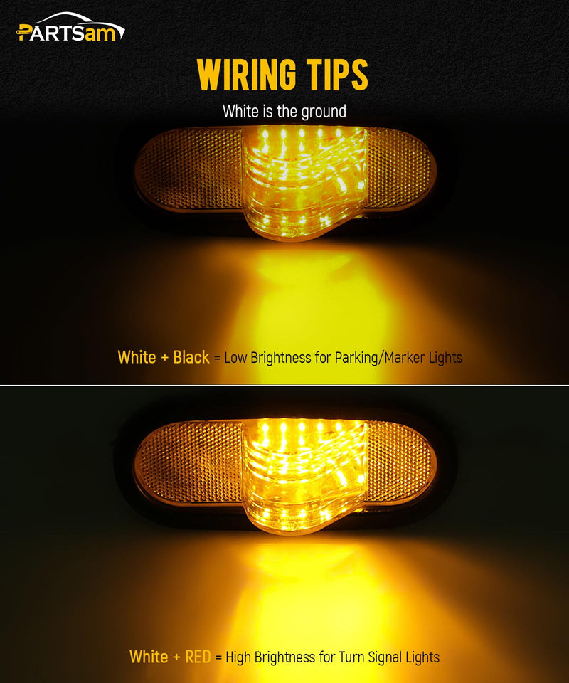 [Australia - AusPower] - Partsam 2Pcs 6.5" Mid Turn Signal Amber Marker Light Rubber Mount 24 LED w/Reflex Lens Universal Waterproof 6 Inch Oval Led Mid-Ship Marker and Turn Signal Semi Truck Trailer Light 