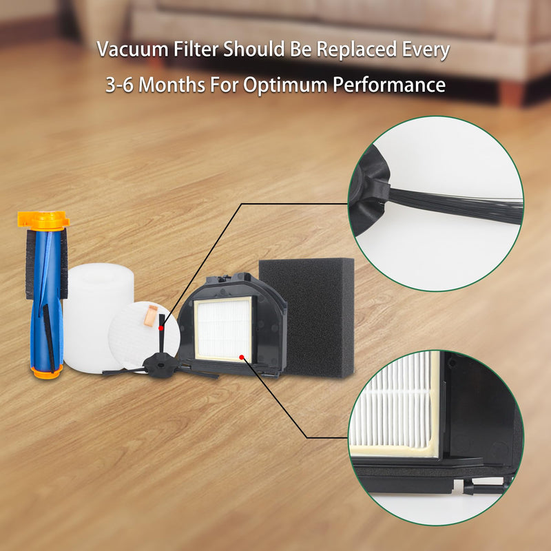 [Australia - AusPower] - Replacement Parts for Shark UR2360S UR2360EEUS RV2302AE AV2310AE RV2310AE RV2320S RV2300S Ultra Robot Vacuum,1 Roller Brush,2 Sets Foam Filters,2 Hepa Filters,6 Side Brush (13 Pack) 13 Pack 