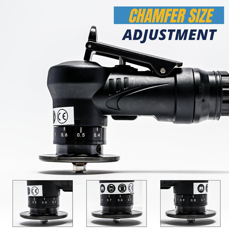 [Australia - AusPower] - Mini Chamfering Tool 45 Degree Handheld Metal Deburring Trimming Chamfering Machine Pneumatic Beveling Machine, Light Linear Air Chamfer Tool Arc Edge Beveler with Precision Blade Inserts 