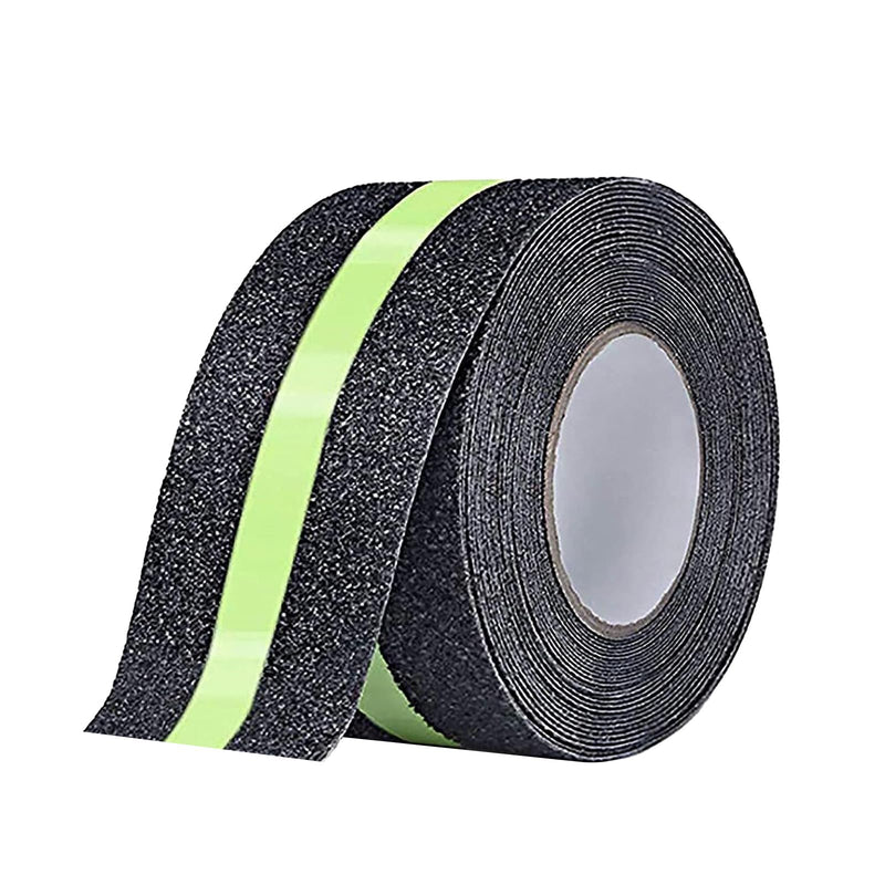kingsea Anti Slip Safety Grip Tape with Glow in Dark Stripe, Anti Slip Traction Tape 2" x 33', Heavy Duty Anti Slip Tape for Stairs, Waterproof Safety Non Skid Roll for Steps Traction Tread Staircase Black&Green 2"×33'
