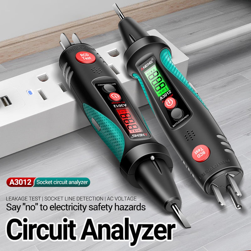 [Australia - AusPower] - YIWENG AC Voltage Detector,A3012 Multifunctional Socket Circuit Analyzer AC/DC Voltage Tester Intelligent Power Polarity Detector Leakage Test Tools, US Plug 