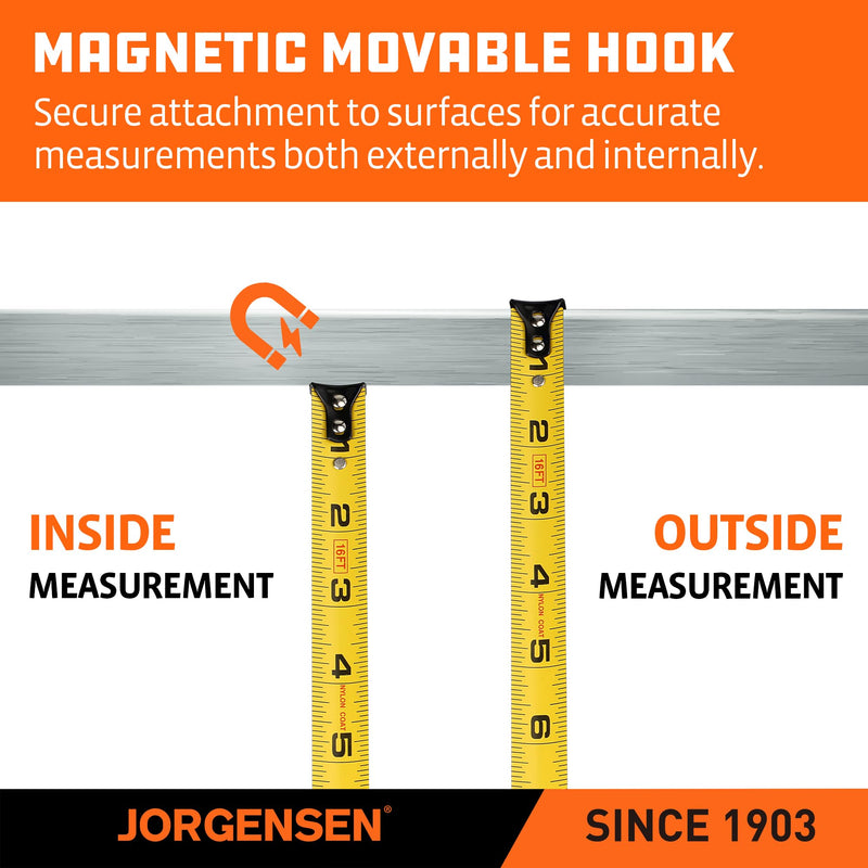JORGENSEN Laser Tape Measure 2-in-1, 135Ft Laser Measuring Tool & 16Ft Measuring Tape with Movable Magnetic Hook, Laser Measure for Pythagorean, Area, Volume, Unit Ft/Ft+in/in/M NOT Digital