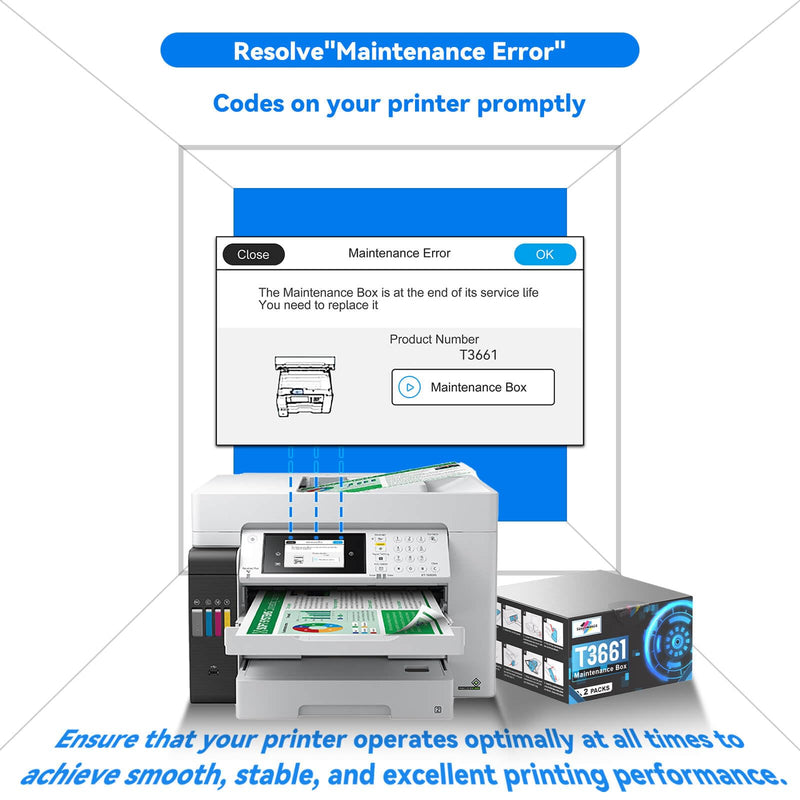 T3661 Ink Maintenance Box for XP-15000 XP-6100 XP-6000 XP-8800 XP-970 XP-8500 XP-8700 XP-8600 Expression Premium/Photo Printer, Compatible for Epson T3661 Maintenance Box (2 Packs)