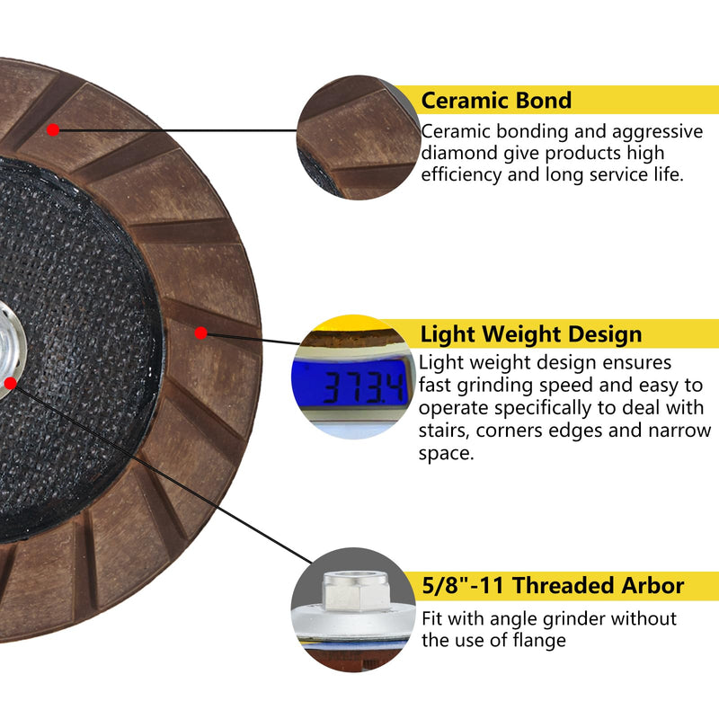 [Australia - AusPower] - 7 inch Transitional Concrete Grinding Wheel,5/8"-11 Arbor Ceramic Bond Cup Wheels for Concrete Smoothing Polishing,100 Grit 7 Inch 100 Grit 