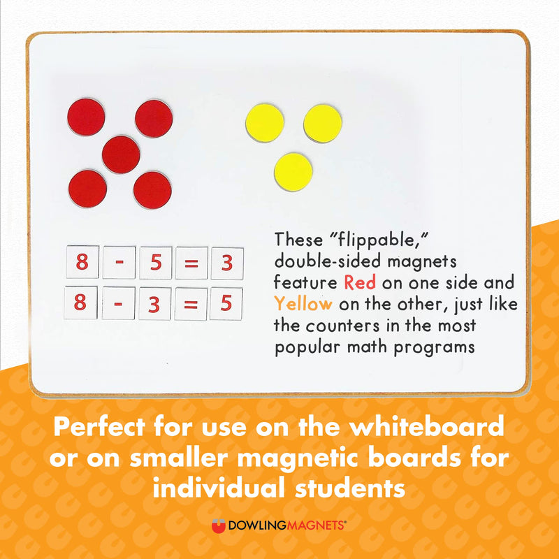 [Australia - AusPower] - Dowling Magnets Magnetic Two-Color Counters (Red/Yellow, 1 inch Diameter Each), Set of 200. Item 732190. Counters for Kids Math/Math Counters for Kids/Magnetic Math Manipulatives/Montessori Math 