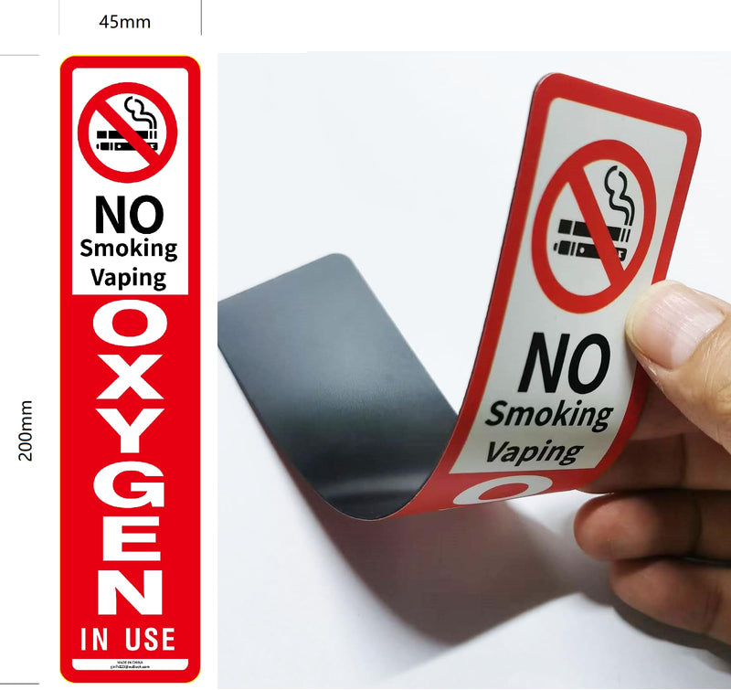 No Smoking Oxygen in Use Magnetic Vinyl Patient Care Sign 7.8" x 1.77x0.03"Strong Plastic Soft Magnetic Surface PVC Coating (30) 30