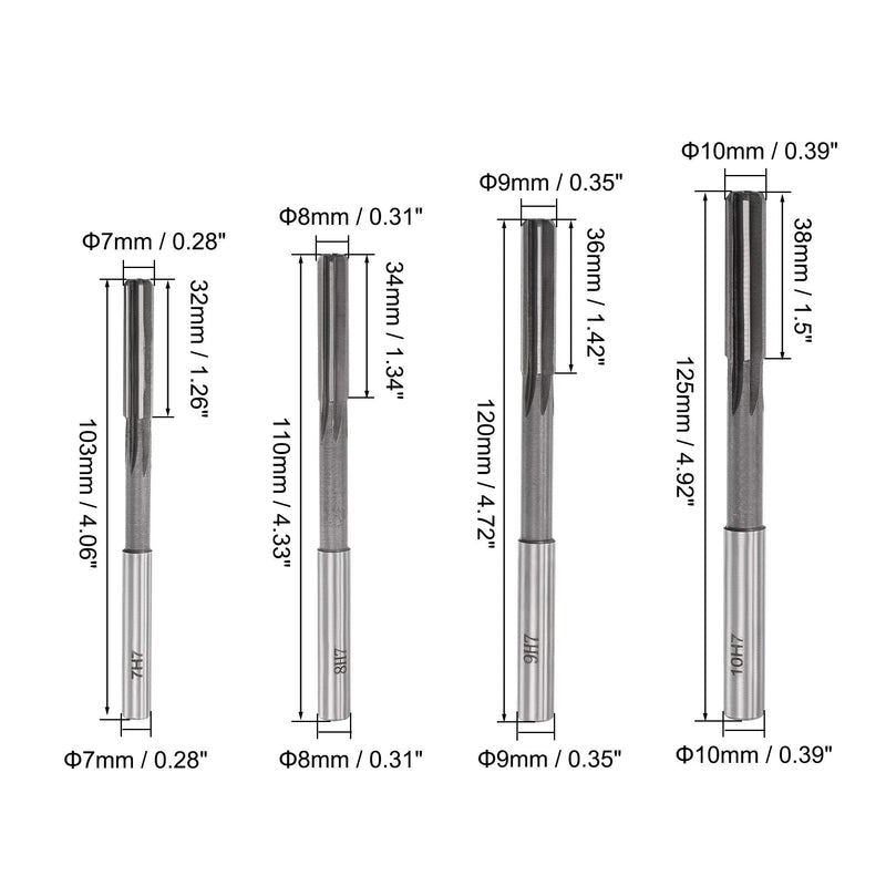 [Australia - AusPower] - uxcell Chucking Reamer Set Lathe Machine Reamer Straight Flute Milling Cutter High Speed Steel H7 Tolerance (2mm 3mm 4mm 5mm 6mm 7mm 8mm 9mm 10mm) 9pcs 