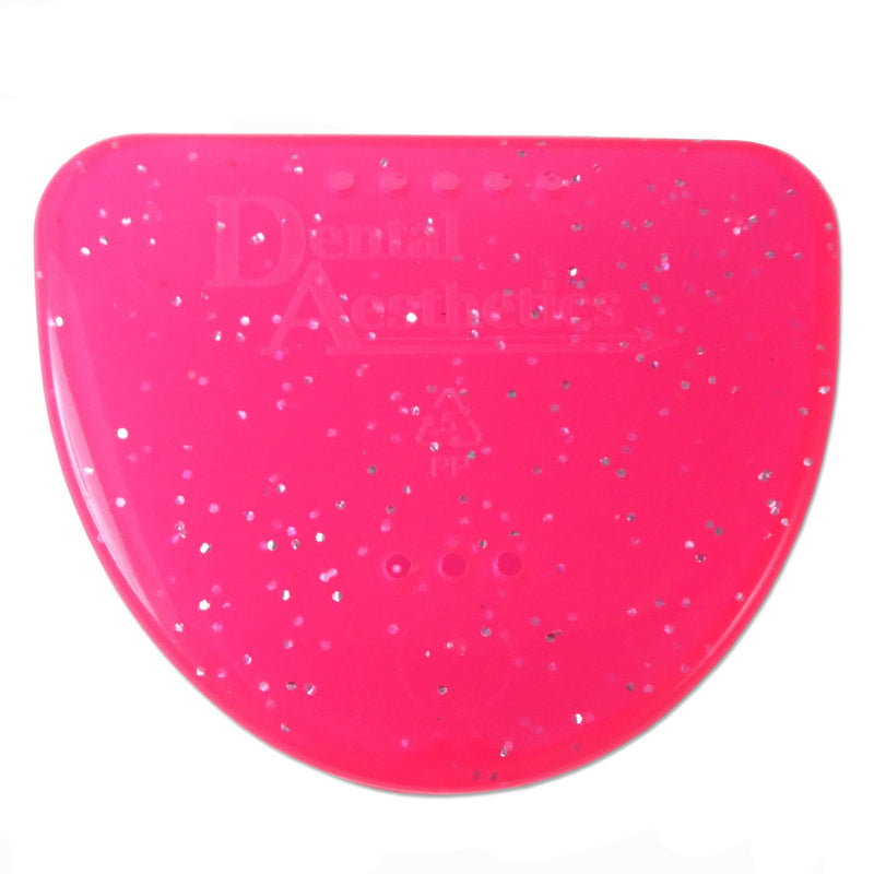 2 x Slim Orthodontic Case - Box for Braces, Whitening Splints, Dentures & More (Glitter Pink & Glitter Purple)