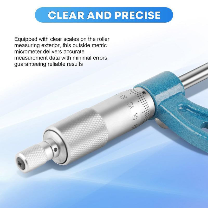 [Australia - AusPower] - Outside Micrometer, Outside Micrometer, Micrometer Screw with Wrench and Plastic Box, Stainless Steel, 001 mm, Precision Vernier Scale, Outside Micrometer (25-50 mm) 