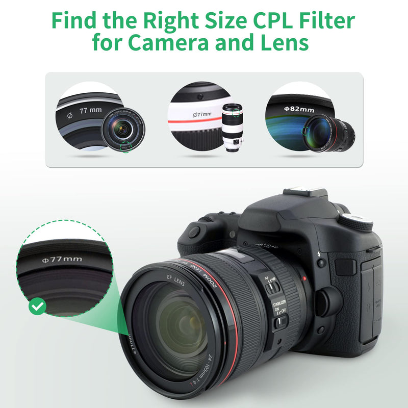 [Australia - AusPower] - PROfezzion 58mm Circular Polarizer Filter for Canon EOS Rebel T7 T6 T8i T7i T6i T6s SL3 with EF-S 18-55mm Kit Lens, Ultra Slim Multi-Coated Circular Polarizing Filter 12 Layers CPL Camera Lens Filter 