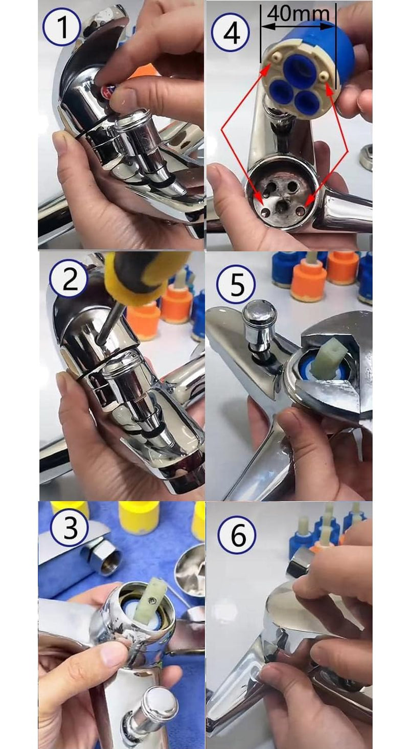 40 mm Tap Cartridge Certification Ceramic Cartridge Replacement Cartridge Tap Valves for Kitchen Bathroom Bath Tap Replacement Parts 40 mm cartridge