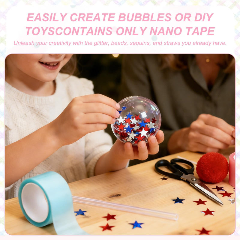 PATIKIL Nano Tape 1 x 39 Inch, 5 Pcs Double Sided Nano Bubble Tape, Adhesive DIY Arts Crafts Ball Maker for Arts DIY Crafts Birthday Parties Home Play, Transparent