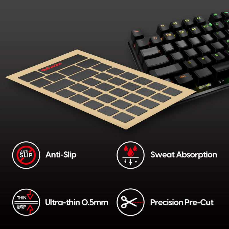 Pulsar Gaming Gears SUPERGRIP Pre-Cut Keyboard Griptape Pre-Laminated Sweat Absorbing High Performance Universal Anti Slip Mouse Keycap Grip Tape Ultra-Thin 0.5mm (0.02in)