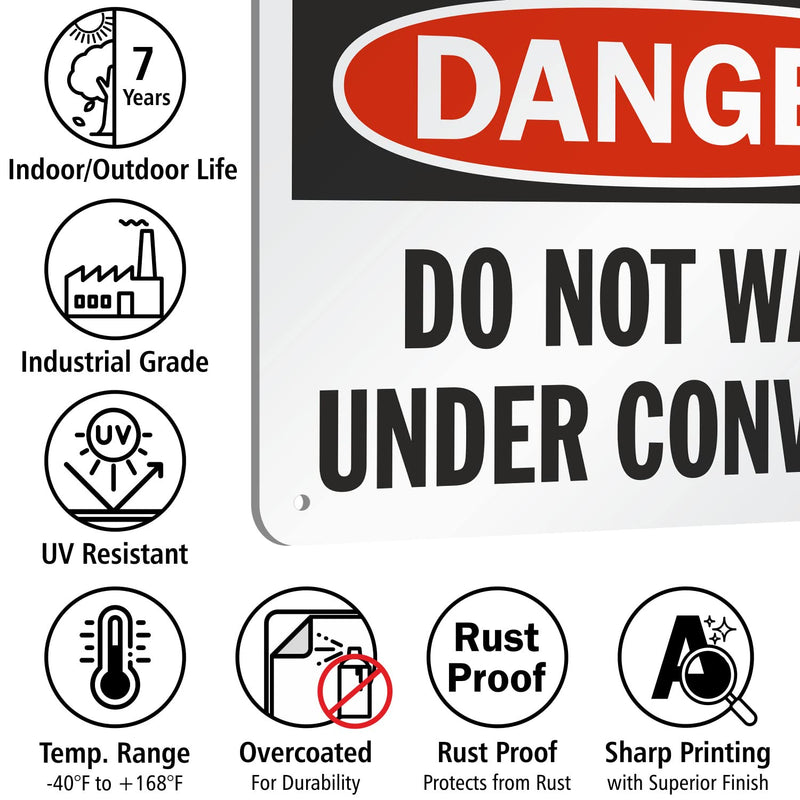 SmartSign "Danger - Do Not Walk Under Conveyor" Sign | 7" x 10" Aluminum