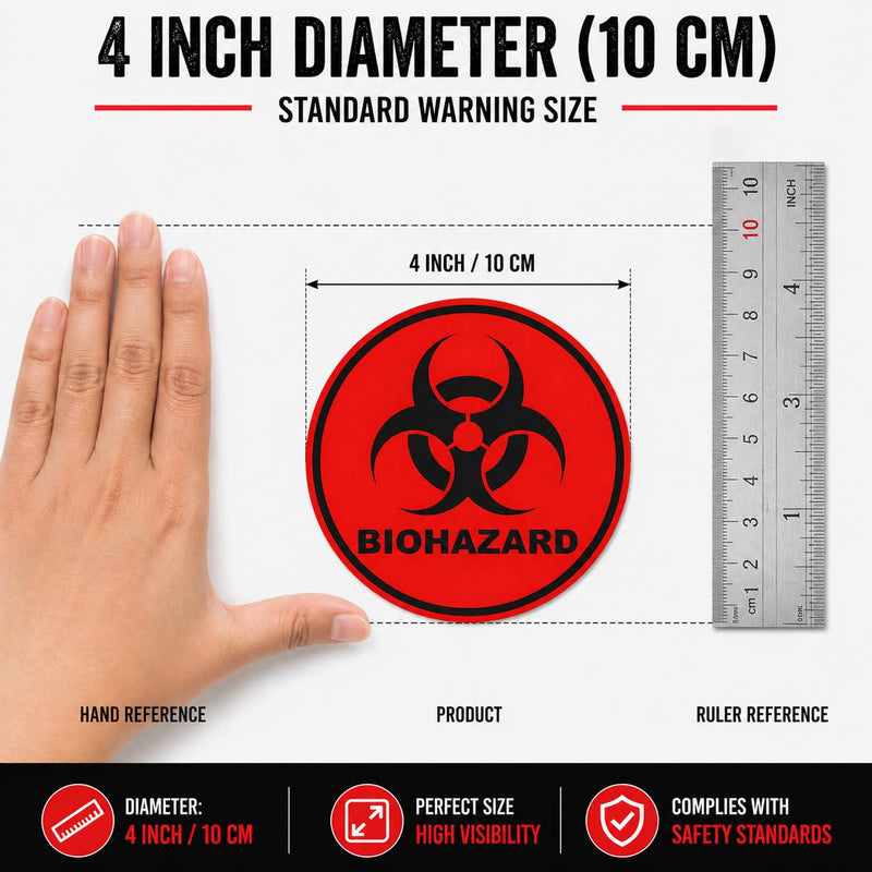 AKKE Biohazard Stickers Sign, 20 PCS 4 x 4 Inch Waterproof Warning Labels, High-Visibility Peel and Stick Biohazard Decals for Hospitals, Labs, Medical Waste Bins, Glass, Plastic, Metal, Red Circle red circle 20