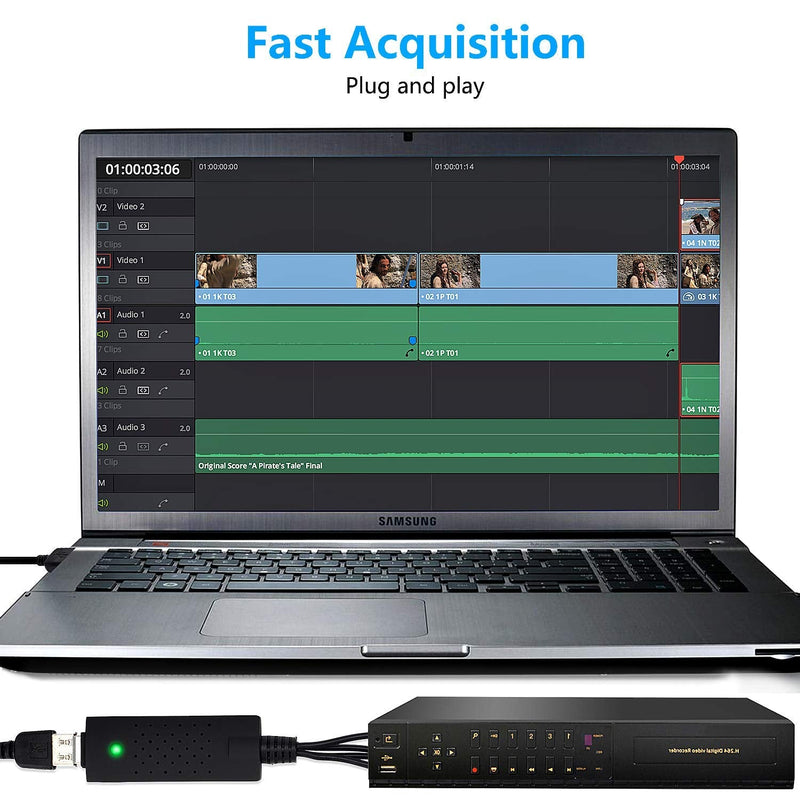 [Australia - AusPower] - USB Audio Video Converter, VHS to Digital Converter, Video Capture Card Digitize from Analog Video VCR VHS DVD, for Windows 7 8 10 