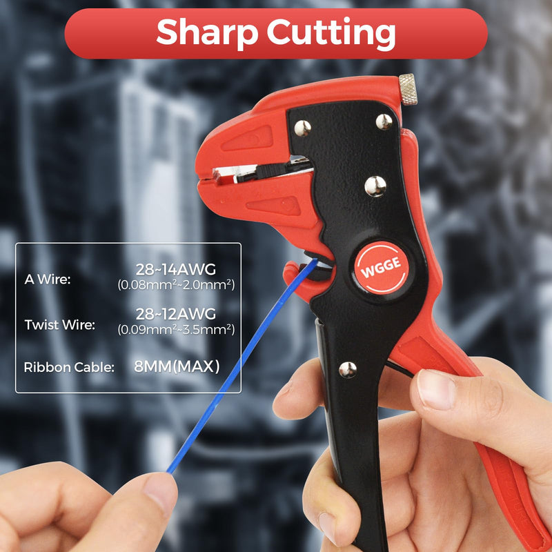 [Australia - AusPower] - WGGE Automatic Wire Stripper and Cutter, 2 IN 1 Wire Stripper Tool, Adjustable 10-24 AWG Electrical Cable Wire Stripping Tool for Electronic and Automotive Repair, Eagle Nose Pliers (7-Inch) 
