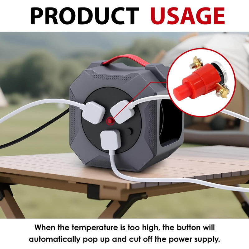 Thermal Circuit Breaker for Cable Reel, 1-Pole, 250 V, 16 A, 56 °C, Switch Plug Combination 250 V, Fuse 16 A, Thermal Switch 230 V, Overheating Protection, for 230 V Cable Reels and Electrical Devices