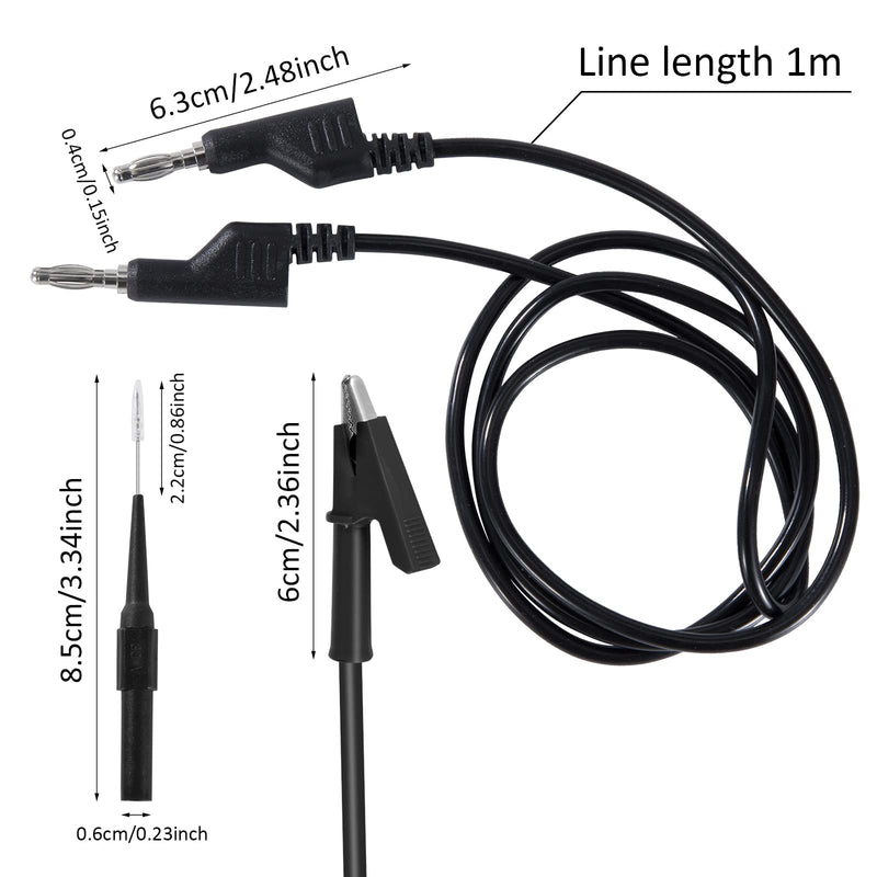 [Australia - AusPower] - QIMEI-SHOP Test Leads Set with Crocodile Clips Cable 4 mm Banana Plug Cable Test Lead 1 m Test Probes for Digital Multimeter Electrical Testing Red and Black Pack of 6 Black Red Pack of 6 