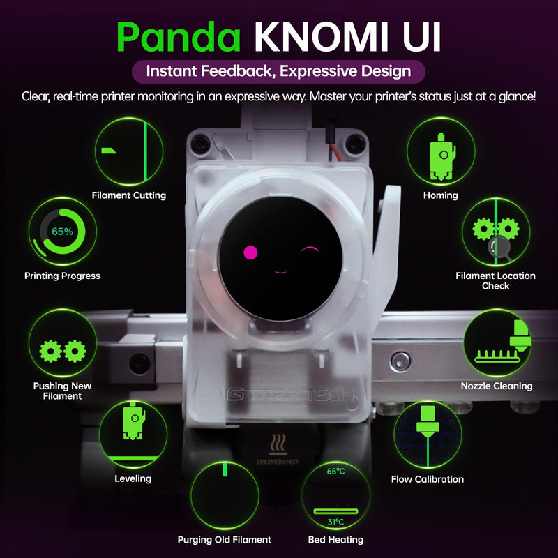 BIGTREETECH Panda Knomi + Plastic Shell, Toolhead Screen Upgrade Kit for Bambu-Lab A2L A1 A1 Mini, Customize Your Own UI, Plug and Play Panda Knomi+Plastic Shell