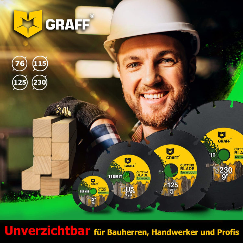 [Australia - AusPower] - Graff Termit Flex Disc for Wood 125 mm / 115 mm, Angle Grinder Wood Cutting Disc (Wood Carving Disc) for Wood Carving and Cutting Speedcutter Diameter 125 mm - wood cutting disc 