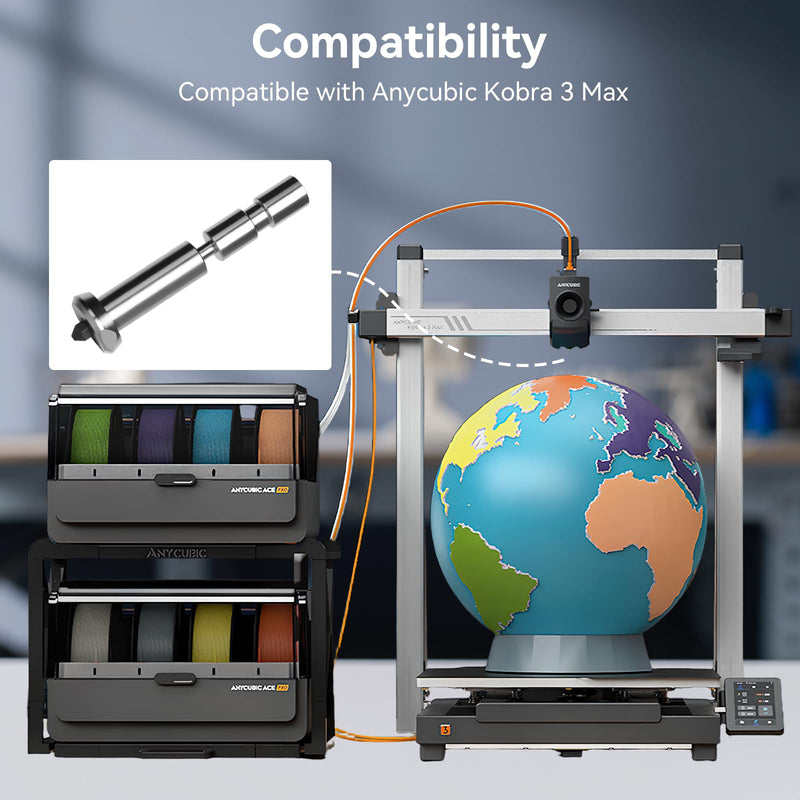 3PCS Kobra 3 Max Combo Hardened Steel Nozzle,High Flow&High Speed Quick-Swap 0.4mm Print Head Extruder Hot End Kit Compatible with Anycubic Kobra 3 Max/Kobra 3 Max Combo 3D Printers