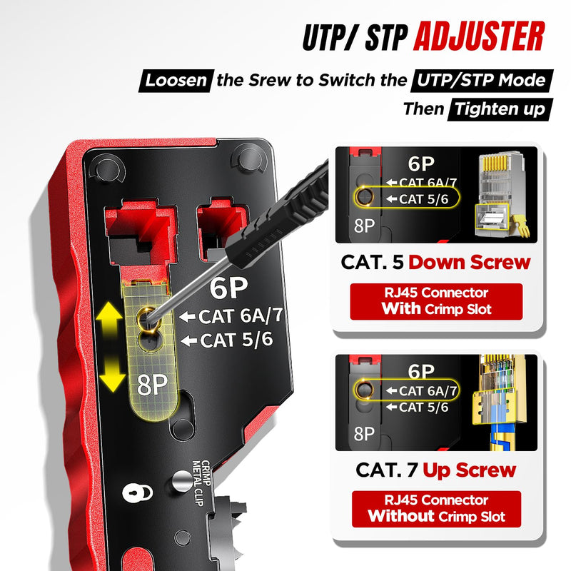 [Australia - AusPower] - AMPCOM Pass Through RJ45 Crimp Tool 1PC and LAN & TEL Continuity Test Tool 1 PC for CAT5E/6/6A/7/8 UTP & STP 