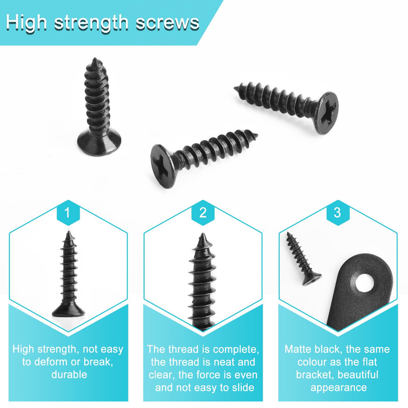 [Australia - AusPower] - 40PCS Flat Plate Straight Bracket Flat Brace Bracket Stainless 36mm/46mm/56mm/76mm Straight Brackets Matte Black Mending Repair Plate Brace for Wood, Furniture, Shelves Repair (Straight) 