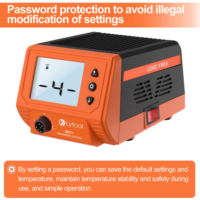 Soldering Station, Lytool 60W Soldering Station with Large Display, Temperature Range 180°C - 480°C, Password Protection, Standby Mode, for School, Laboratory and Hobby Soldering | Password protection, standby mode, for school, laboratory and hobby so...