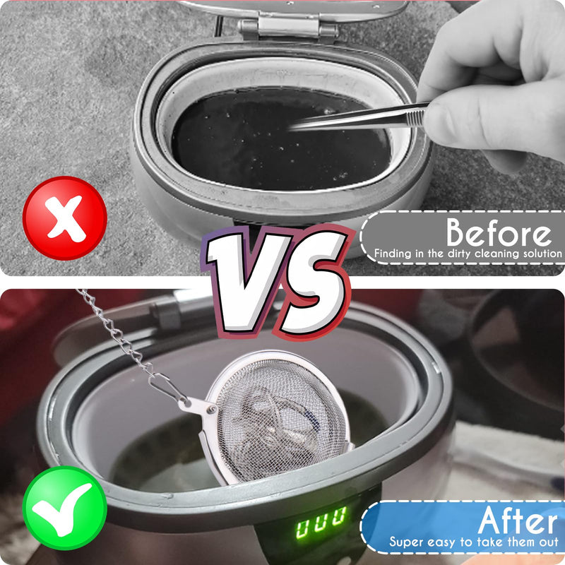 [Australia - AusPower] - AIERSA Ultrasonic Cleaner Basket, 2Pcs Stainless Steel Basket for Ultrasonic Jewelry Cleaner,Small Part and Jewelry Cleaner Solution 2 pack 