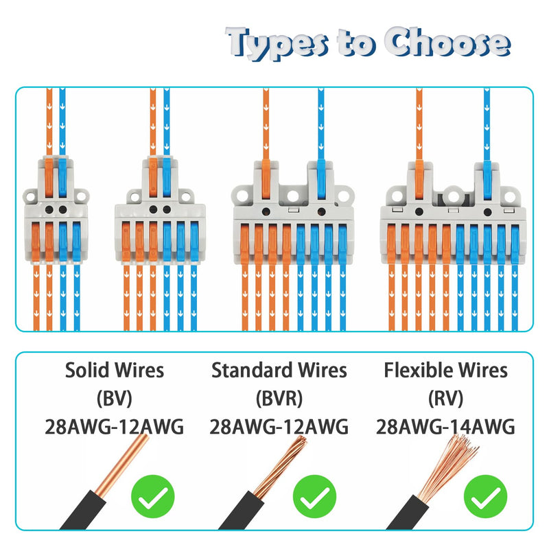 [Australia - AusPower] - 4PCS DIN Rail Terminal Blocks with 8PCS Removable Rail Clip Quick Wiring Cable Connectors Push-in Conductor Terminal Block (2 in 8 out) 2 IN 8 OUT 