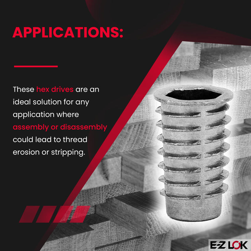 [Australia - AusPower] - E-Z LOK Knife Threaded Insert for Soft Wood, Zinc Hex-Flanged Thread Inserts 3/8-16 Internal Threads, 25mm Length Pack of 25 25mm L 3/8-16 Internal Threads Hex" 