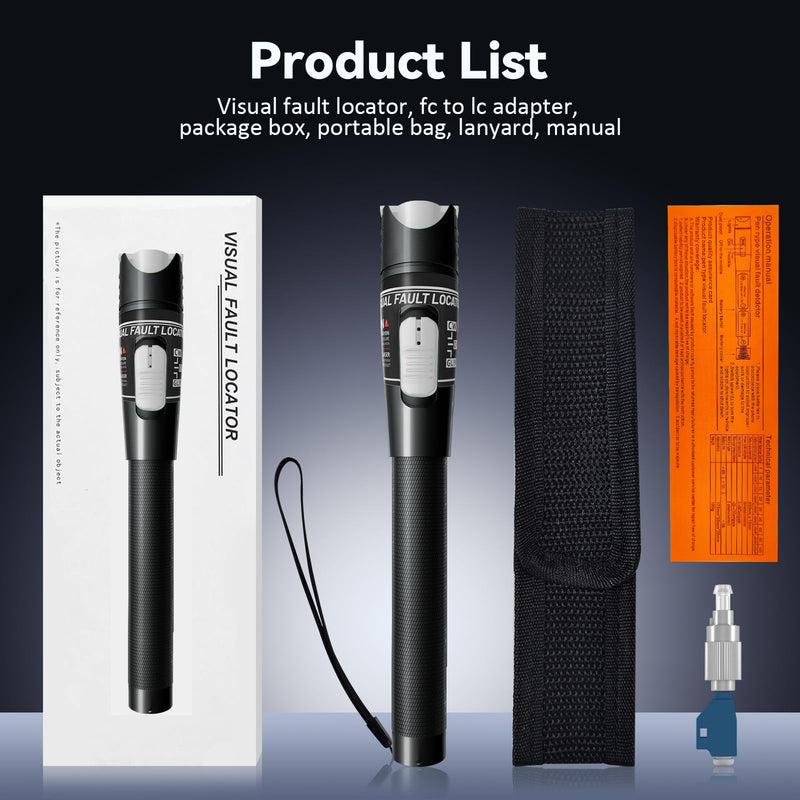 [Australia - AusPower] - Visual Fault Locator - 80KM High-Power VFL Fiber Optic Tester Kit with FC/LC/SC/ST Compatibility - Single Mode 9/125μm for Long-Distance Fiber Testing 80mW VFL + FC/LC Connector 