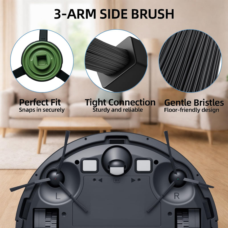 [Australia - AusPower] - 20-Piece Accessories Kit Compatible with Tikom G8000 Max / L8000 Pro (2025 New Vision) / L8000 Plus Robot Vacuum Replacement Parts, Includes 2 Main Brushes, 6 Side Brushes, 6 HEPA Filters, 6 Mop Pads 