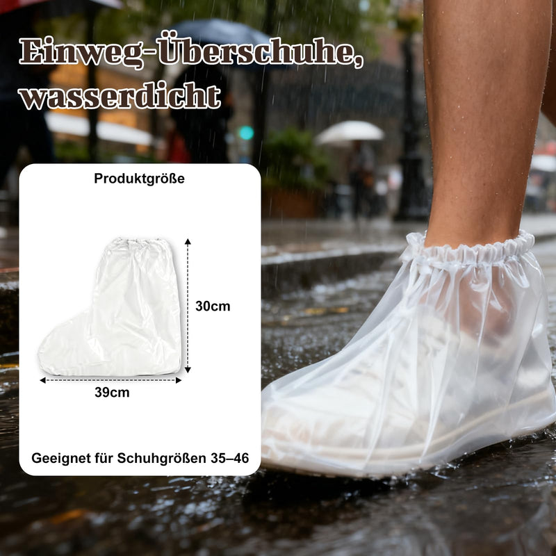 20 Pairs Reusable Shoe Covers Waterproof Disposable Shoe Covers with Elastic Band Transparent Overshoes Tear-Resistant Non-Slip One Size Water and Dustproof | Disposable shoe covers with elastic, transparent overshoes, tear-resistant, non-slip, one siz...