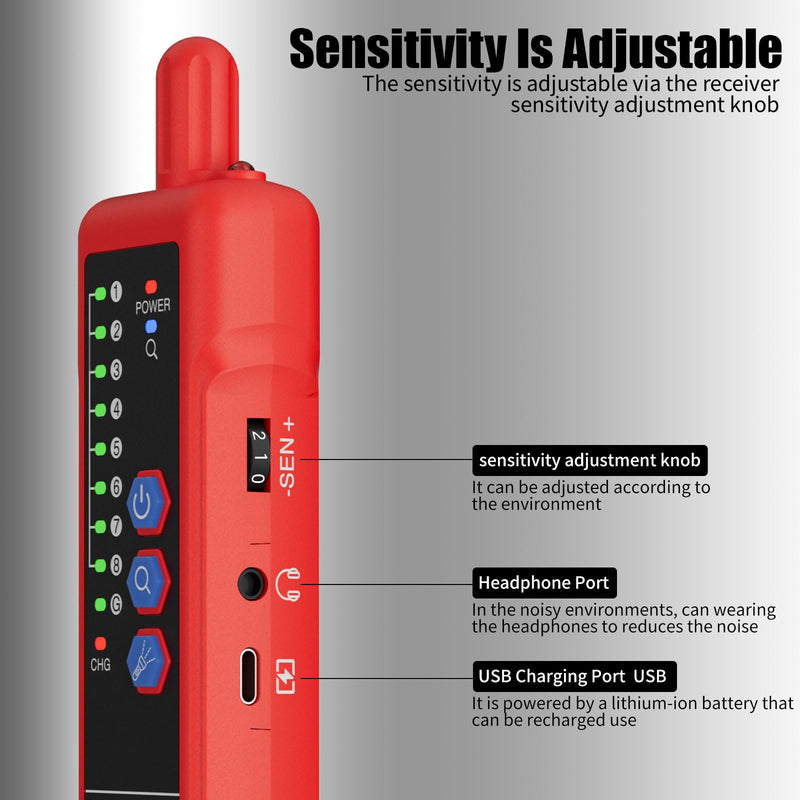 [Australia - AusPower] - Network Cable Tester RJ45 RJ11 Cable Tracker Line Finder, Ethernet Cable Tester with PoE, CAT5 CAT6 with Earphone for Cable Collation, Network Maintenance Collation, Telephone Line Test Basic 