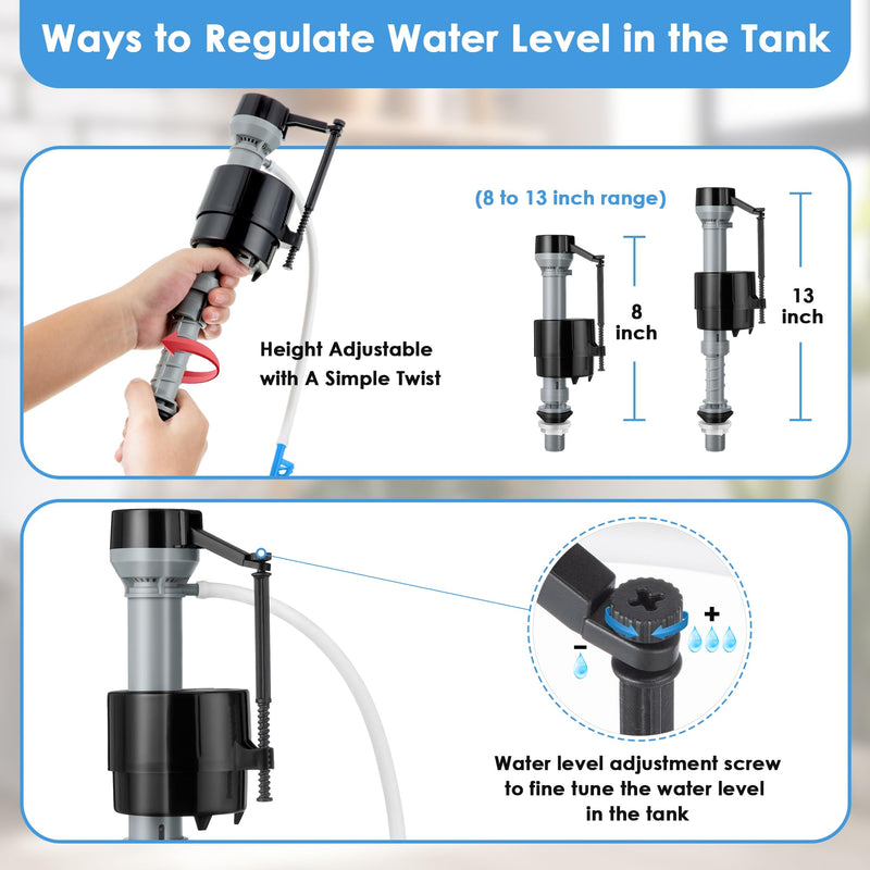 [Australia - AusPower] - Saillong 2 Set Toilet Float Replacement Kit with 3 Inch Flapper, Universal Toilet Fill Valve Height Adjustabletoilet Tank Replacement Kit, Flush Valve Quiet and Easy to Install 