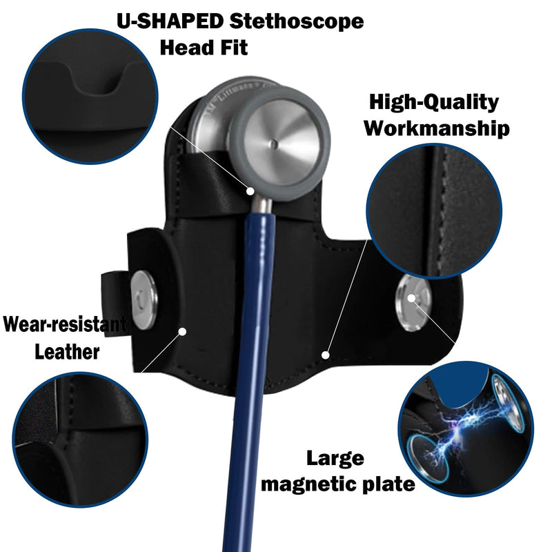 [Australia - AusPower] - Magnetic Stethoscope Holder Clip Secure Hands-Free Pu Leather Lightweight Portable Holster for Physicians, Nurses, EMT, Students. Compatible for 3M Littmann & Most Stethoscope (PenLIght-Holder) PenLIght-Holder 