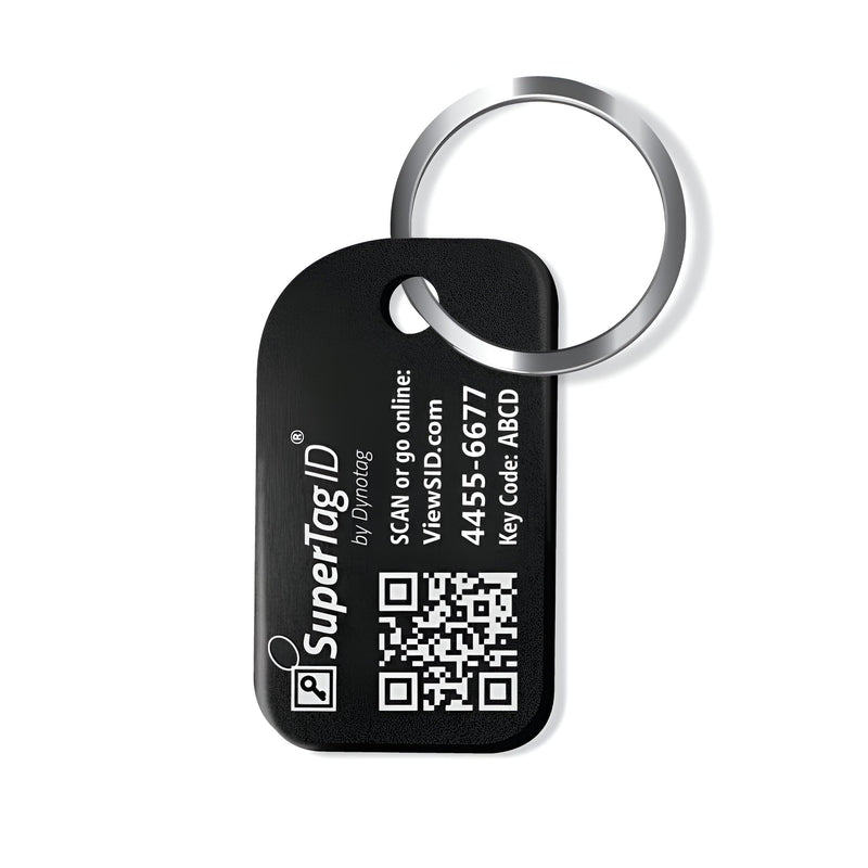 Dynotag® Sentry Series Anodized Aluminum Smart ID Tag for Keychain & Property, with Keyring + DynoIQ™ & Lifetime Service Midnight Black